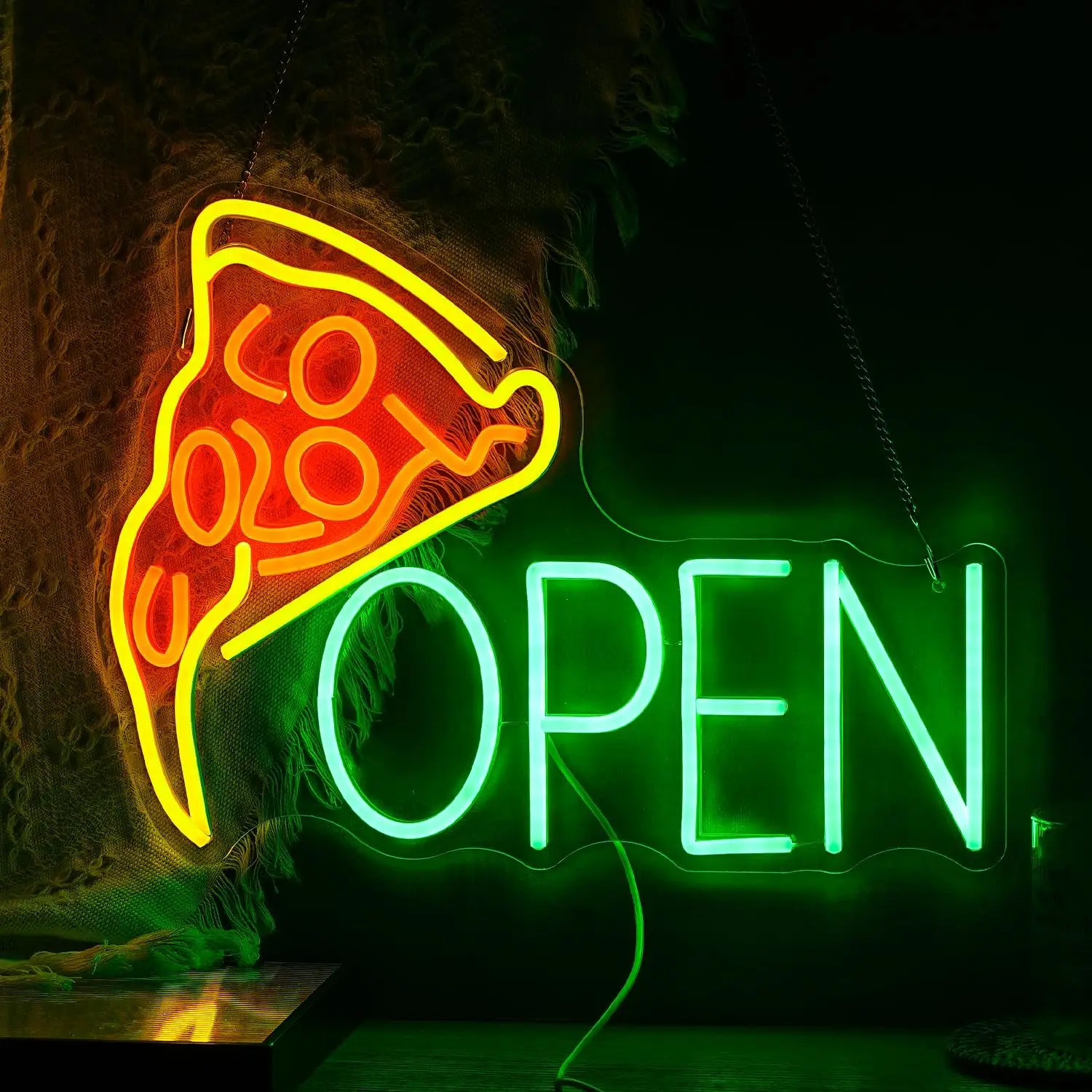 Pizza Open Neon Sign Delicious Pizza Dimmerabile Led Neon Light Decorazione da parete per Pizza Ristoranti Mercato Convenienza Negozi Affari