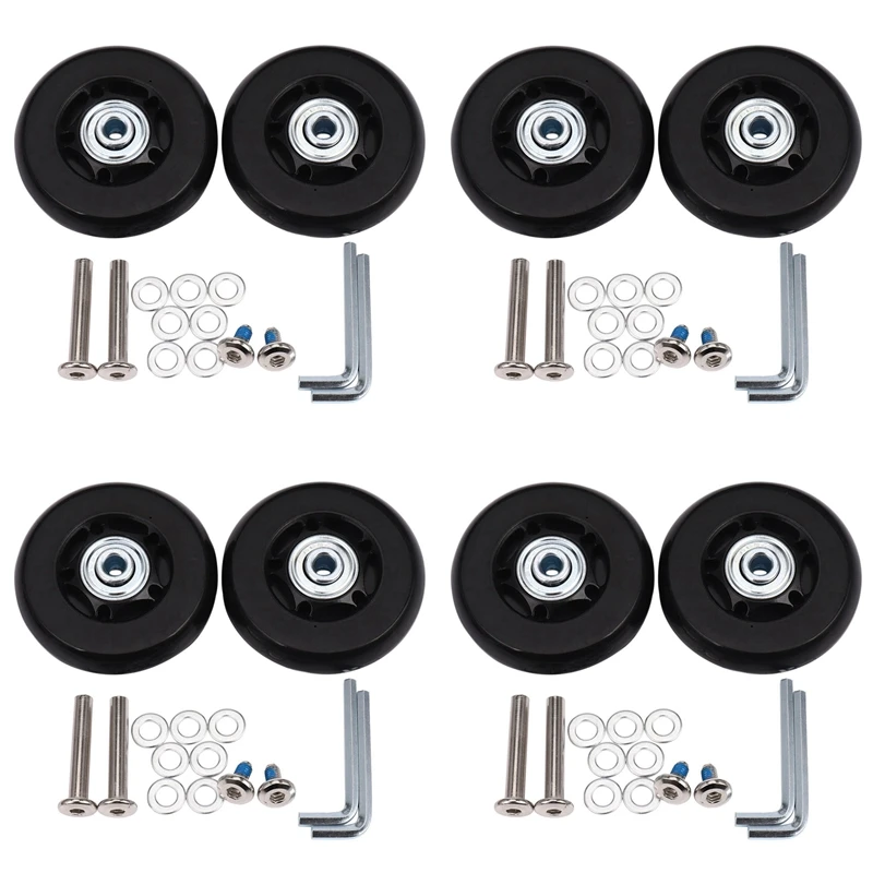 8 Set Luggage Suitcase Replacement Wheels Axles Rubber Deluxe Repair OD 64Mm New