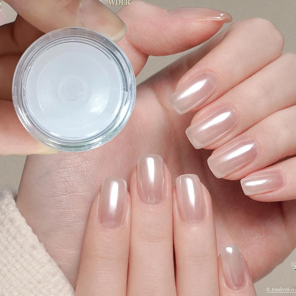 1pcs Chrome Nail Powder No-color Ice Transparent Aurora High Gloss Pearl Rainbow Color Powder Metal Pigment Nail Art Accessories