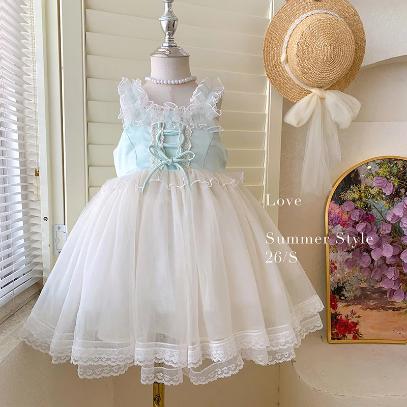 Girls Lolita Princess Summer  Children's Fluffy Gauze Women's Treasure Birthday Suspender Dress