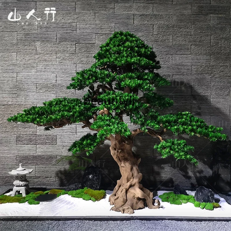 Simulated welcome pine lohan pine tree new Chinese landscaping fake tree indoor green plant ornament