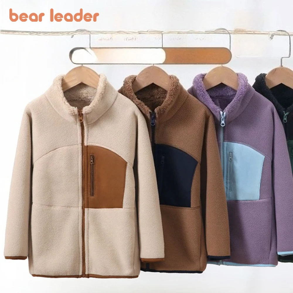 

Bear Leader Fashion Color Blocked Teenagers Kids Clothes Autumn and Winter Boys' and Girls' Clothing Long Sleeved Zipper Coat
