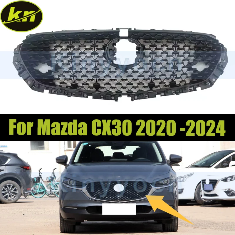 

Car Front Bumper Mesh Grille For Mazda CX30 CX-30 2020 2021 2022 2023 2024 Front Bumper Hood Racing Grille
