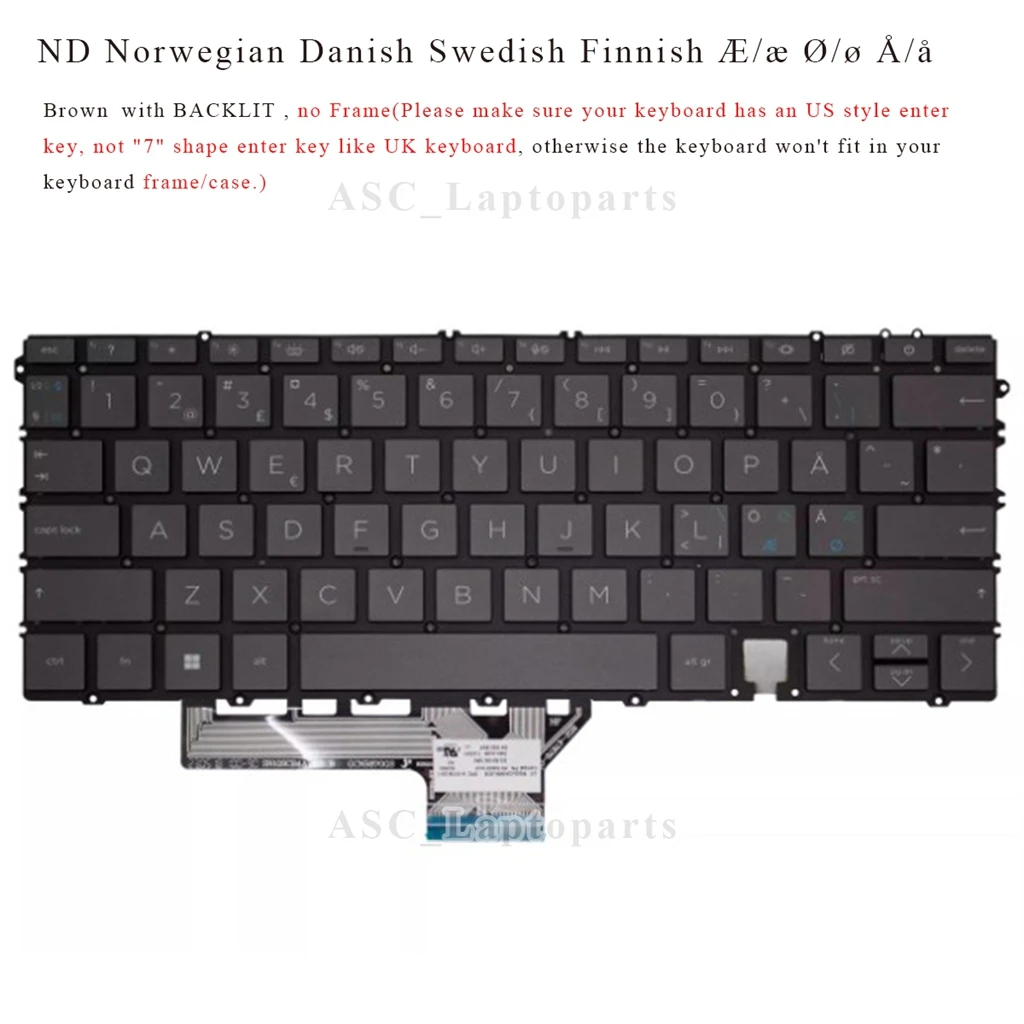 Teclado nórdico noruego danés para HP Spectre 14-ef0000no 14-ef0002no 14-ef0003no 14-ef0005no 14-ef0006no 14-ef0008no retroiluminado