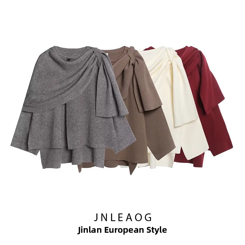 

JNLEAOG Осенняя новинка: Модное короткое пальто-дастер для женщин с дизайнерским воротником-хомутом, из полиэстера, приталенное, с длинными рукавами