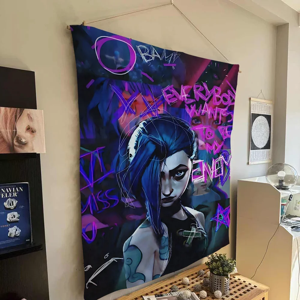 

Arcane Jinx L-Lols Anime Tapestry Hippie Flower Wall Carpets Dorm Decor Cheap Hippie Wall Hanging
