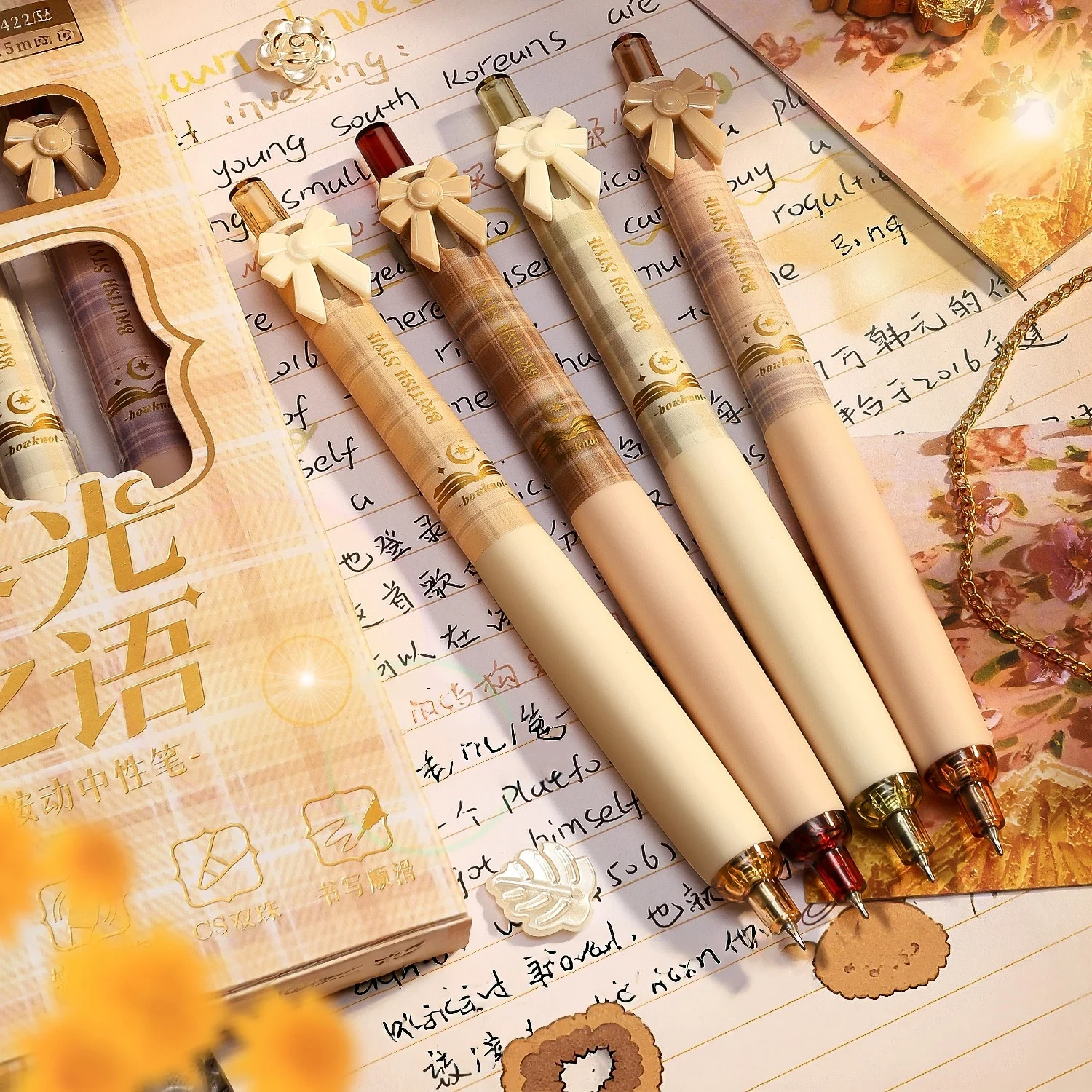 4pcs Gel Pen New High Beauty Retro Student Brushing Pen for Primary and Secondary School Students Universal Pen Smooth Writing