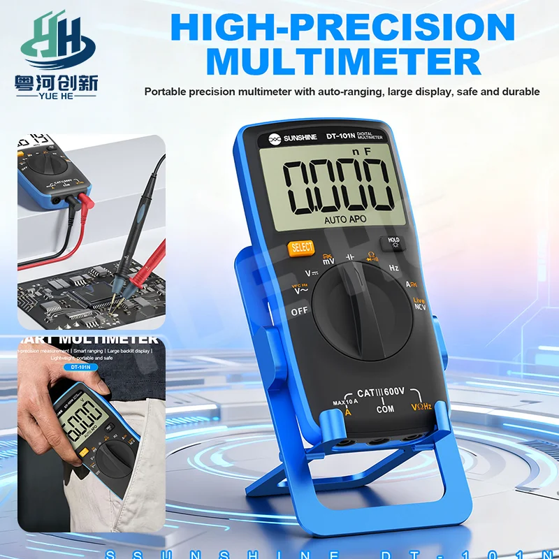 SUNSHINE DT-101N Portable Digital Multimeter High Precision Auto Ranging Multimeter For Phone Motherboard IC Electronic Repair