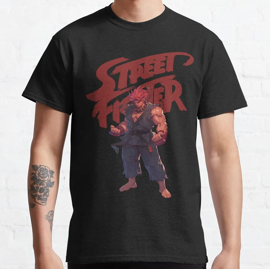 

Akuma Street Fighter GYM Training Wear 80s Combat Gift t shirt Retro Arcade game Graphic Tee Y2K Clothes Large size Tops
