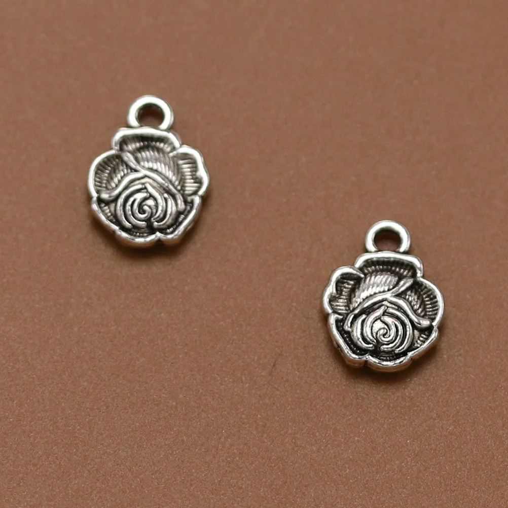 

50Pcs Alloy Rose Pendant Charms Silver DIY Jewelry Making Necklace Bracelet Craft Supplies for Handmade Gifts