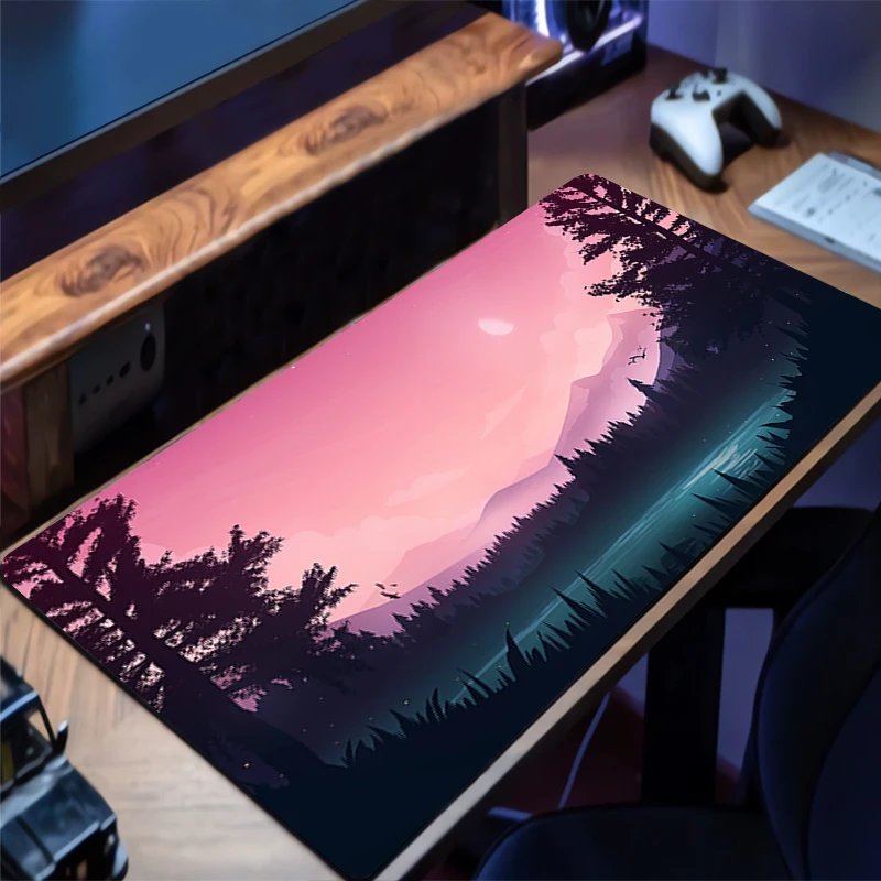 Mauspad Mountain Forest Pagode Torii Design rutschfeste Schreibtischunterlage Zubehör genähte Kanten für Zuhause und für Gamer Mousepad