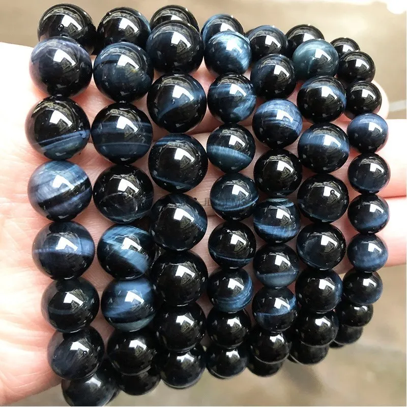 Natural Dark Blue Tiger Eye Stone Beads Round Loose Spacer Beads For Jewelry Making DIY Charm Bracelet Necklace Accessories