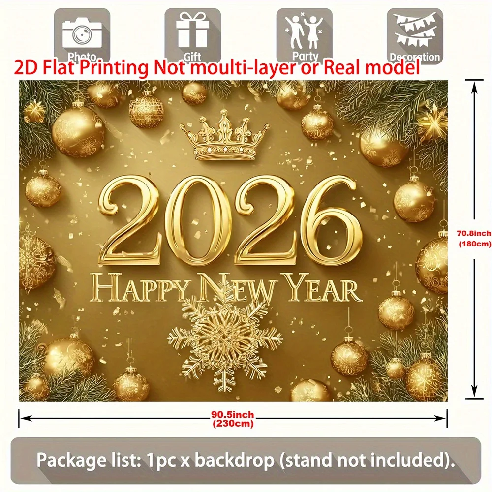 2026 Happy New Year Tapestry, Festive Polyester Wall Art for Living Room Decor and Multi-Event Celebration Background