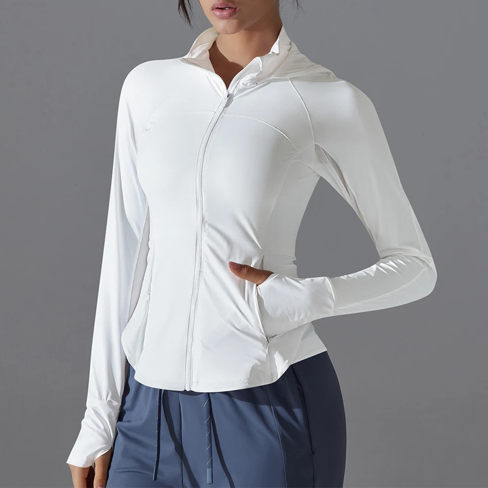 Women High-end Standing Collar Yoga Shirts Gym Training Fitness Top Female Sun-proof Long Sleeved Workout Running Sports Jacket