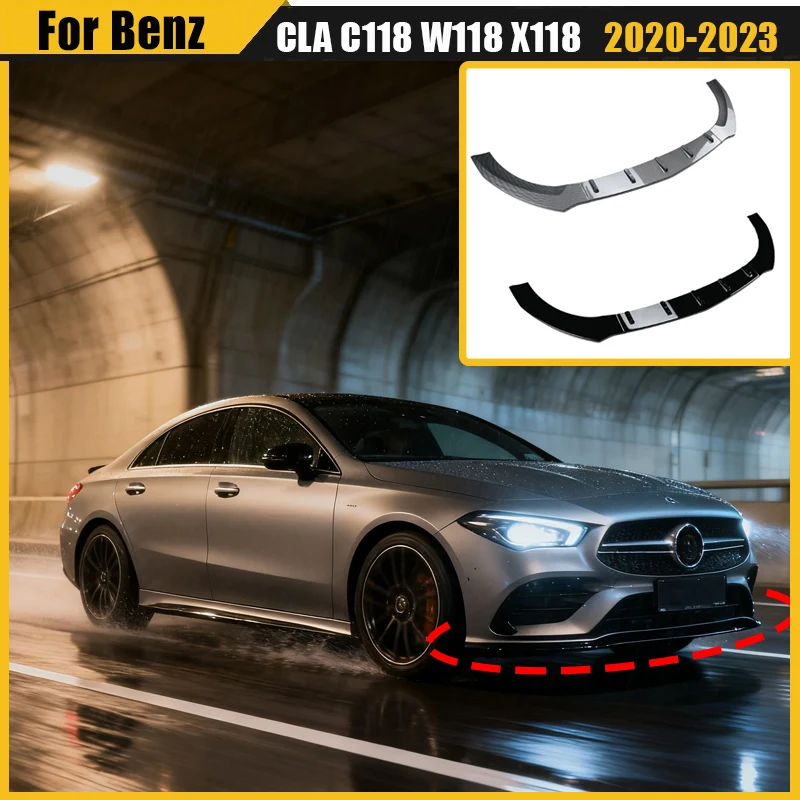 

Губа переднего бампера для Mercedes Benz CLA C118 W118 X118 CLA180 200 220 250 CLA35 45 AMG 2020-2023, спойлер, диффузор, комплекты кузова