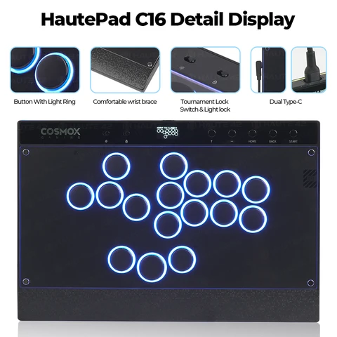 Haute42 Magnetic Hitbox C16 - Бесрычажный контроллер для игр — фото устройства