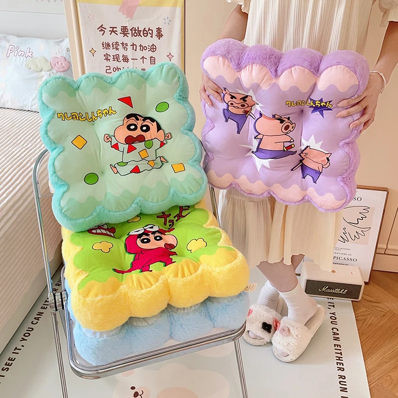 Cómoda cojín de asiento Crayon Shin Chan para suelo de silla, cojín para sentarse estampado de estilo japonés grueso, regalos de decoración para el hogar para niña