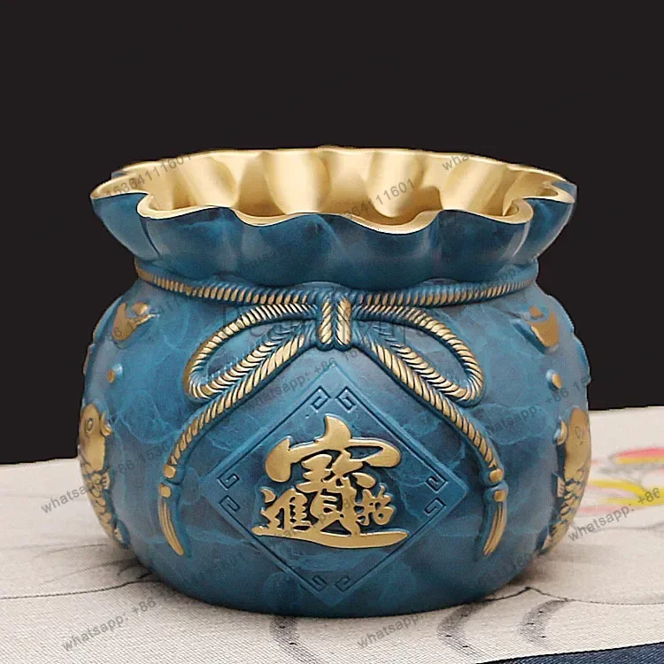 PG   all-copper treasure basin craft money bag housewarming grand opening gift koi fortune bag office copper ornament