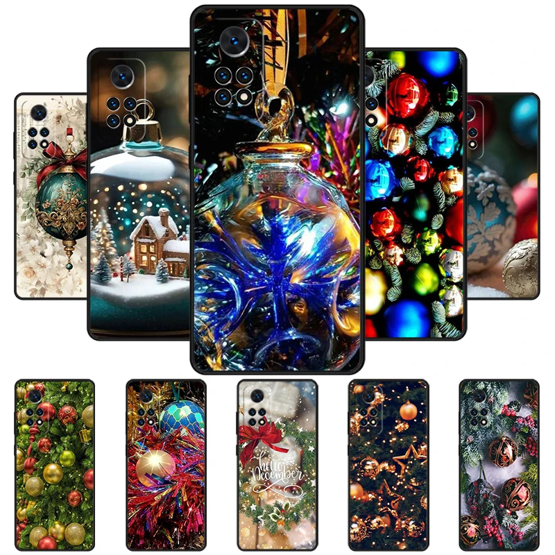 Capa de Natal Bauble New Art Phone, Redmi Note 11, Pro, 11S, 10, 10T, 9S, Pro, Xiaomi Mi 10, 11, 12X, 12S Ultra Cover