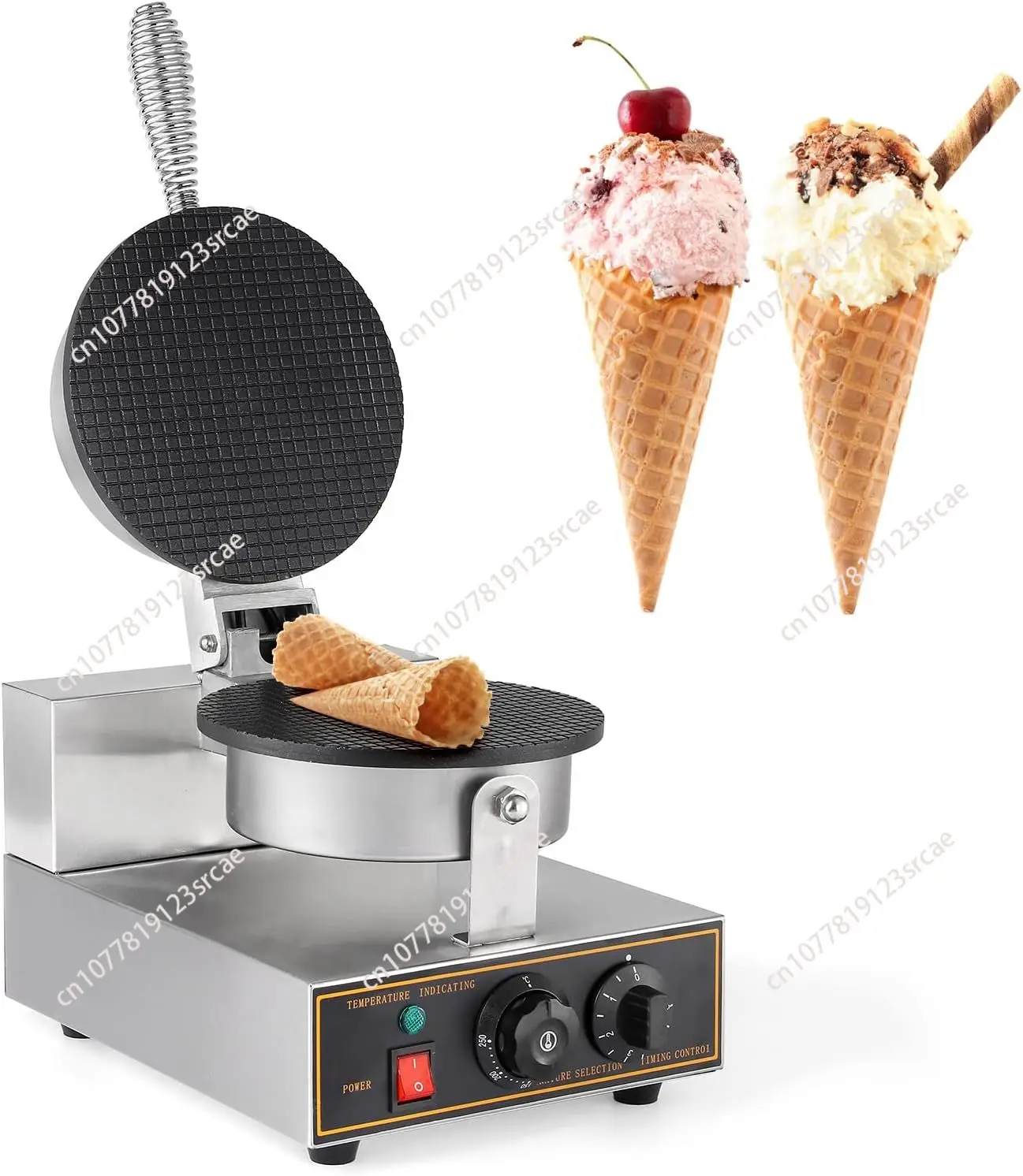 Commercial Ice Cream Cone Maker Waffle Maker 220V Electric Stainless Steel Cone Mould Non-Stick Waffle Cone and Bowl Maker