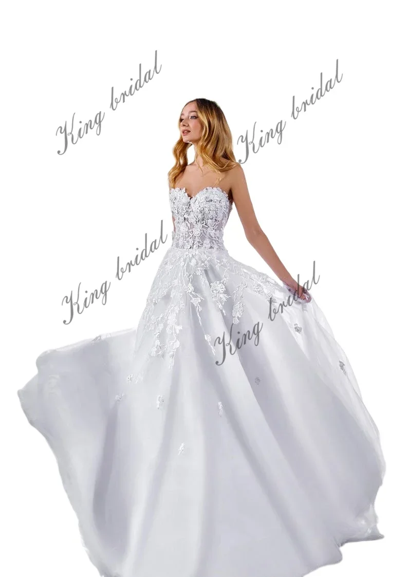 

Off the Shoulder Corset Bridal Dresses Custom Bridal Gowns Custom Floral Lace Wedding Gown A Line Tulle 3d Lace Wedding Dress