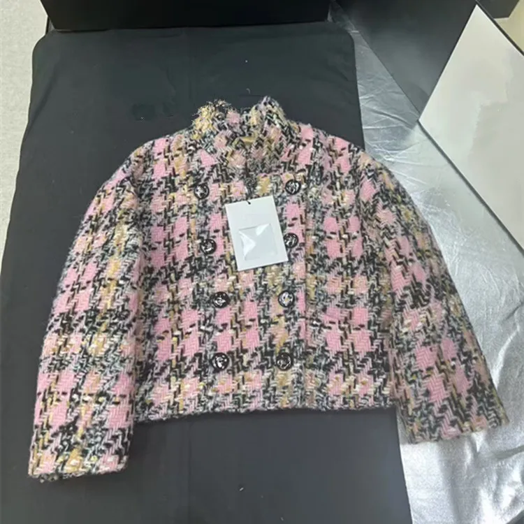 

Customization European women's fashion 2026 spring new style Seven-strap double-button tweed coat and skirt suit