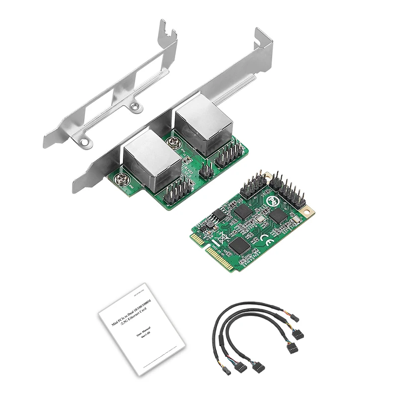 Scheda di rete Mini PCIE a 2 porte RJ45 2.5G 2500Mbps adattatore Gigabit Ethernet Lan Mini PCI Express NIC Realtek 8125B Chip per PC