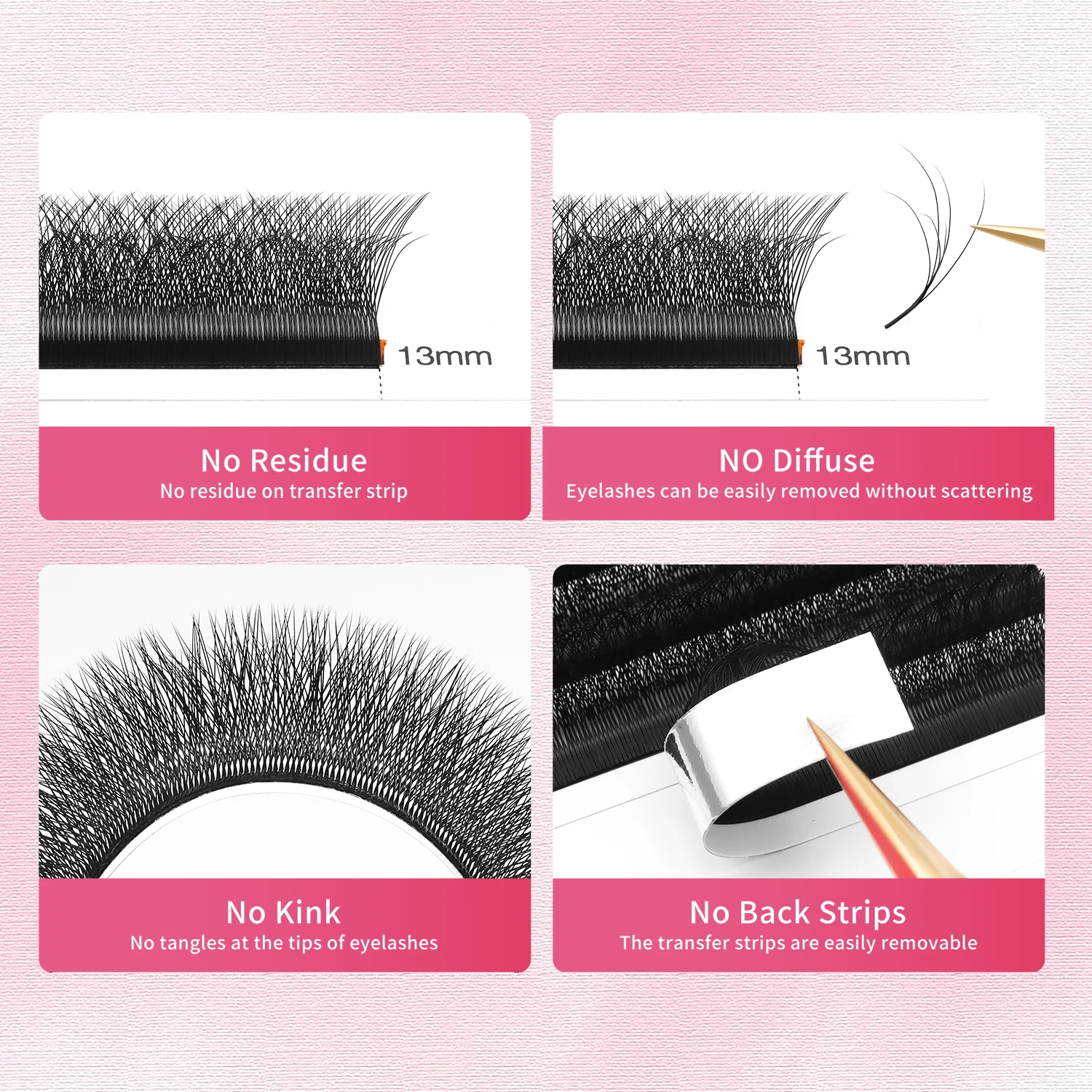 XIUSUZAKI Podwójne Warstwy Rzęs 3D w Kształcie Litery W Matowe Czarne Naturalne 6DW Gotowe Kępki Objętościowe Miękkie Sztuczne Rzęsy