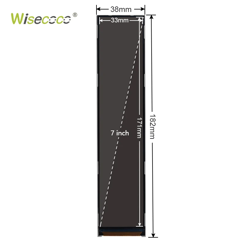 6.9 7 Inch TFT LCD Screen Module Stretched 600*1424 Resolution MIPI Interface Small Size Bar Type LCD Display - view 3