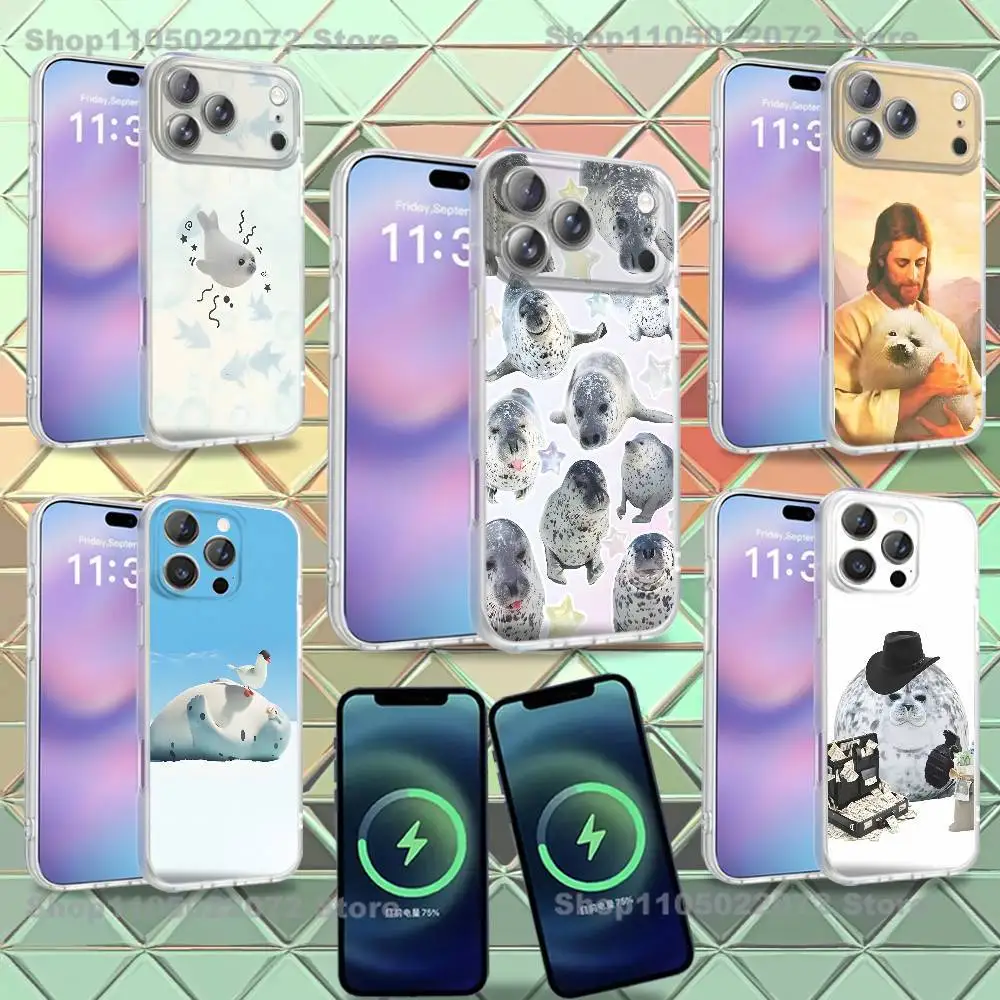 

Phone Case For iPhone 16,14,11,17,13,15,12,Air,Plus,Pro,Max,E,Mini Cute and Funny Seals Frosted for MagSafe Magnetic Wireless