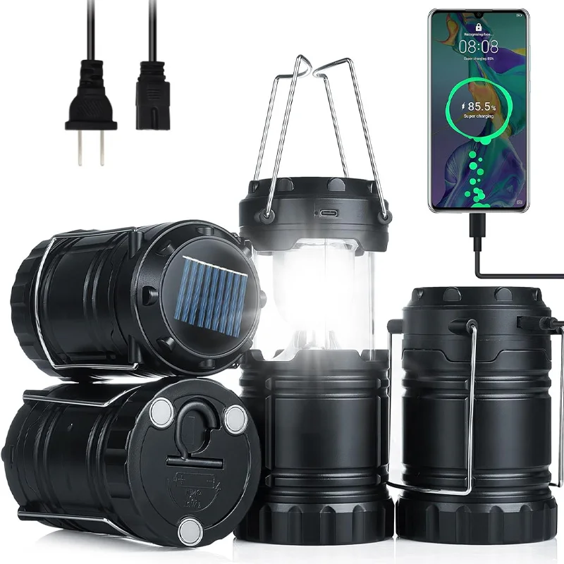 Solar LED Portable Lantern Telescopic Torch Lamp Multi-function Outdoor USB Charge Camping Emergency Tent Lamp Outdoor Lighting