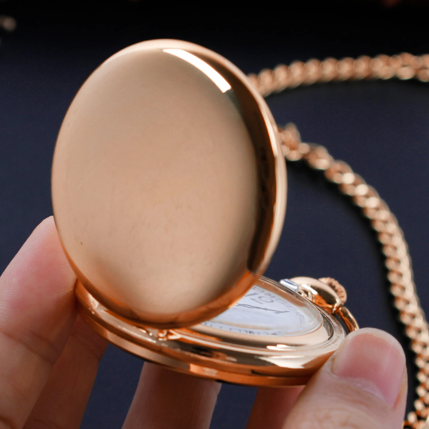 Luxury Rose Gold Pendant with Two Reflective Cases Quartz Pocket Watch Roman Digital Vintage Watch Men's and Women's Souvenir