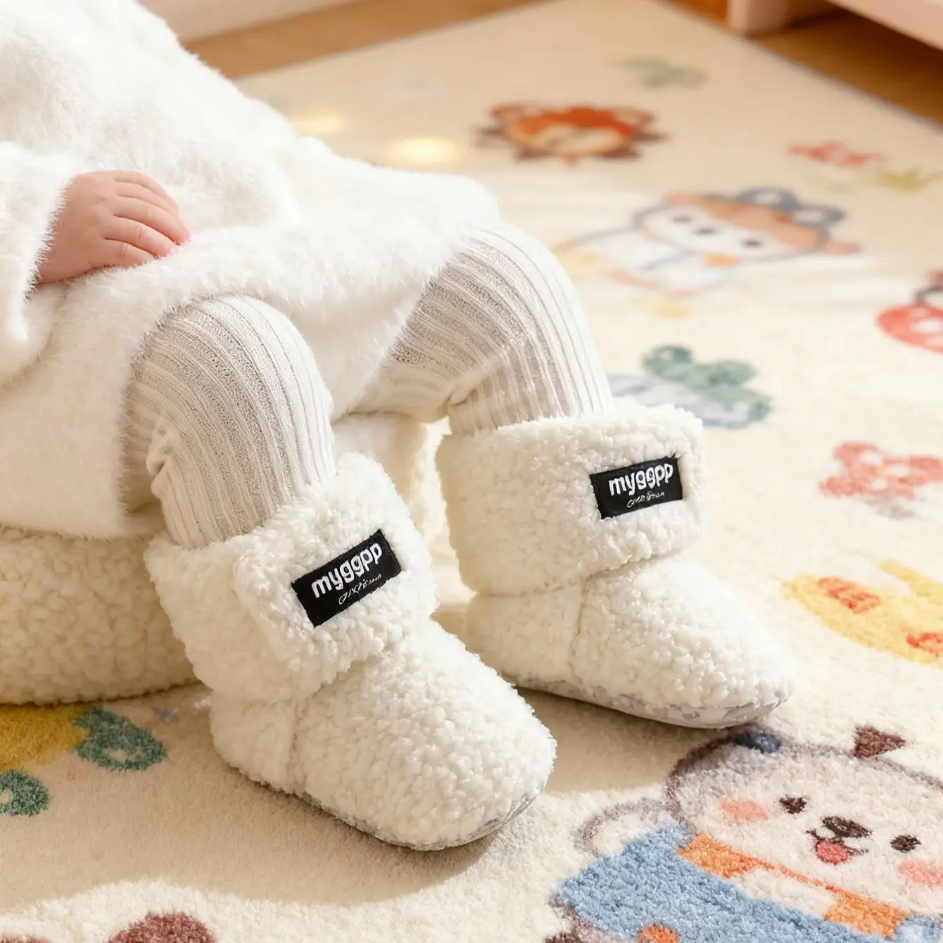

Baby boy baby girl baby soft plush boots baby anti slip socks shoe covers winter warm shoes