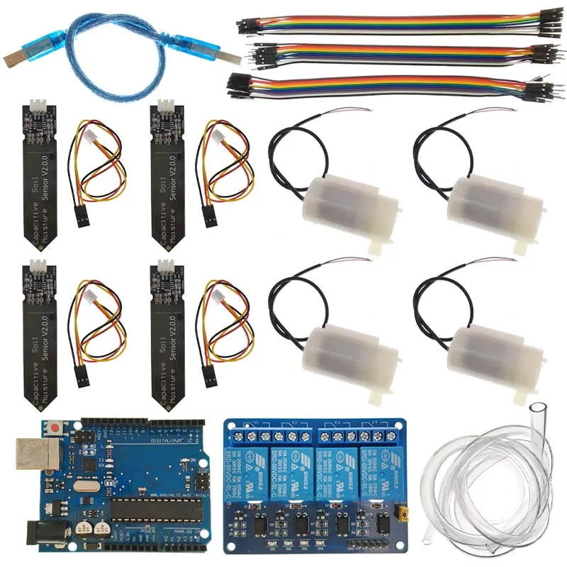 4-Wege-DIY-Kit mit automatischer Bewässerung und Motherboard R3, 4-Wege-Relais, automatische Bewässerung, Gartenblumen, Vier-Wege