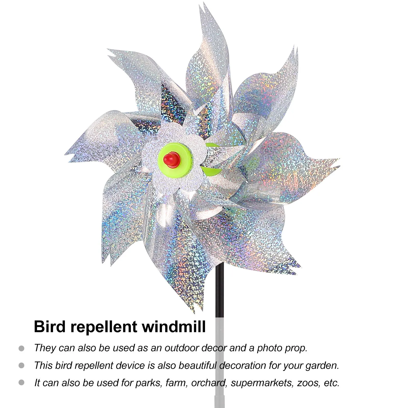 

5Pcs Reflective Bird Pinwheel Outdoor Garden Windmill Decor Balcony Bird Repellent Farm Park Orchard Driving Tool