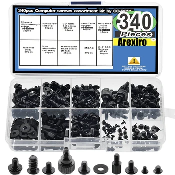 340pcs Motherboard Standoffs, Computer PC Screw,Hard Drive Screws Assortment Kit for HDD,SSD,Case,Mainboard