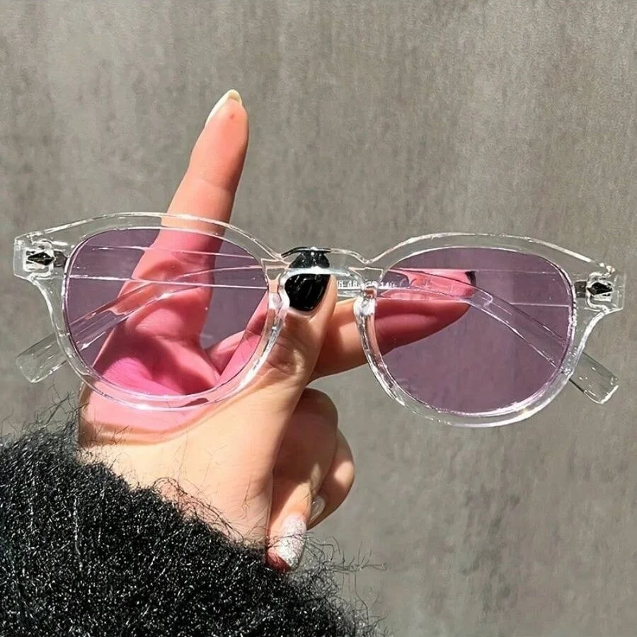 1Pc Unisex Fashion Glasses New Trendy Round Small Frame Dopamine Personality Vibrant Casual Versatile Holiday Gift Daily Party O