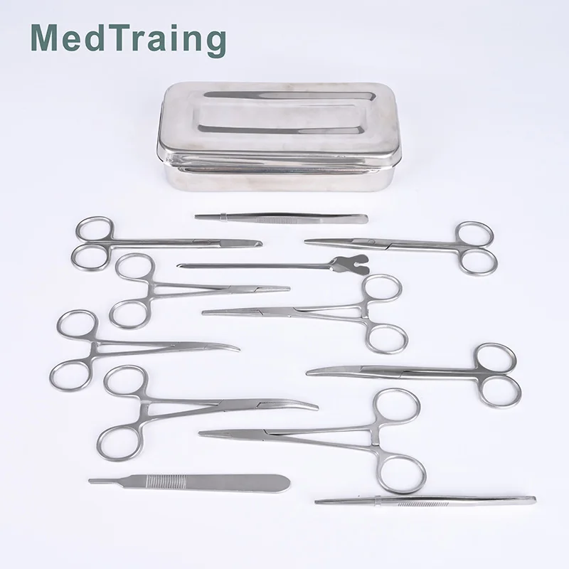 13pcs High quality Stainless Steel Medical Instruments Set for Surgery and Inspection Needle Holder also Teaching