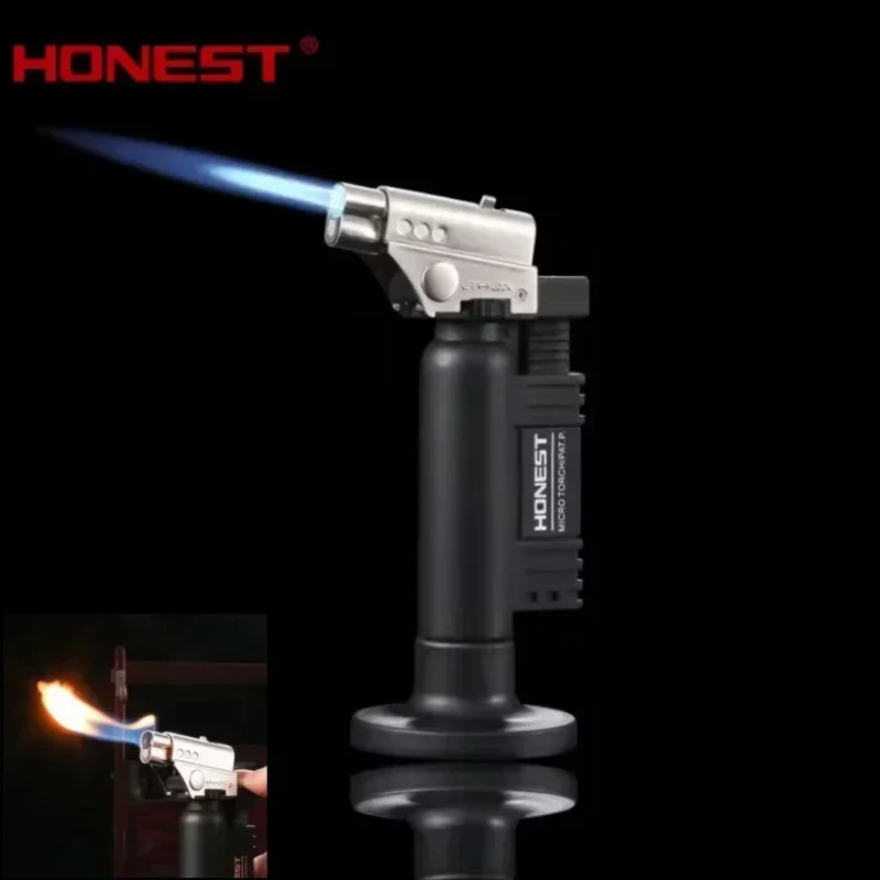 HONEST Creative Double Flame Welding Gun Gas Lighter Safety Lock Switch Jet Fire Open Fire Switching BBQ Kitchen Cigar Lighters