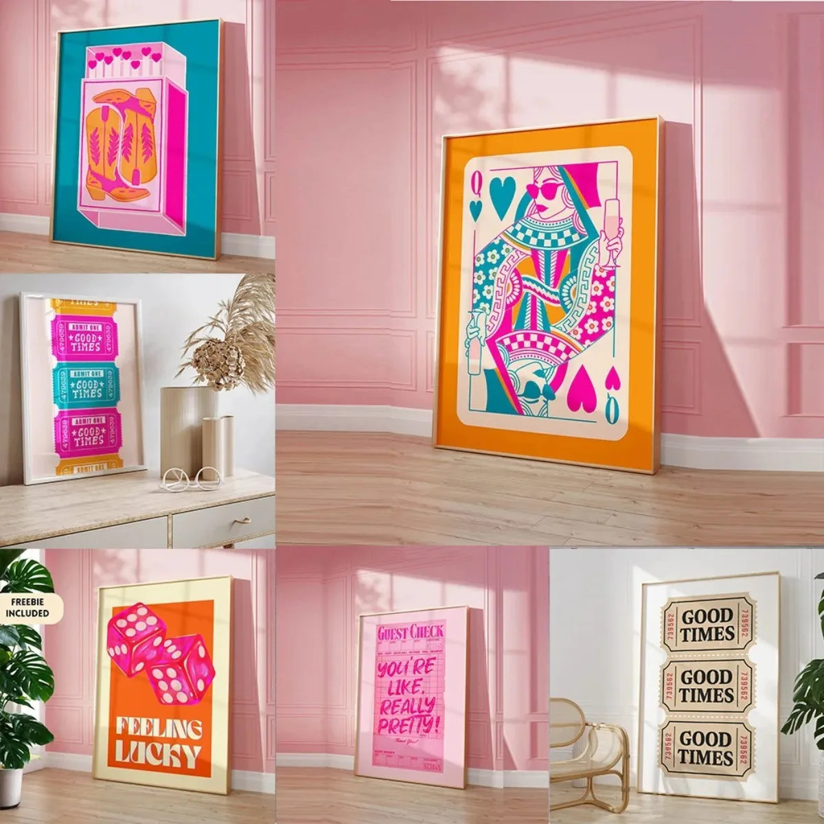 Maximal is tische Königin der Herzen Spielkarte rosa orange bunte eklektische Zitat Wand kunst Leinwand Malerei Poster Wohnzimmer Wohnkultur