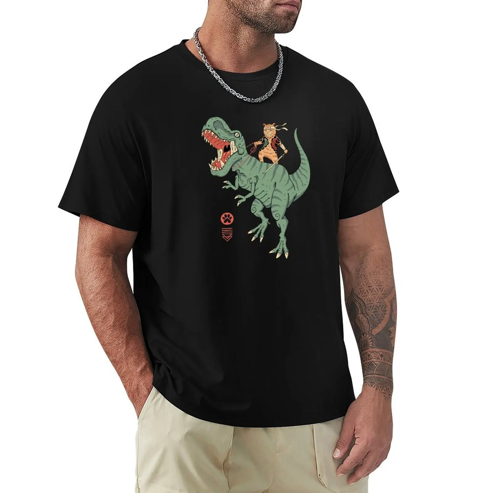 

T-Rex Catana T-Shirt blue lock graphic tee shirt vintage men clothes