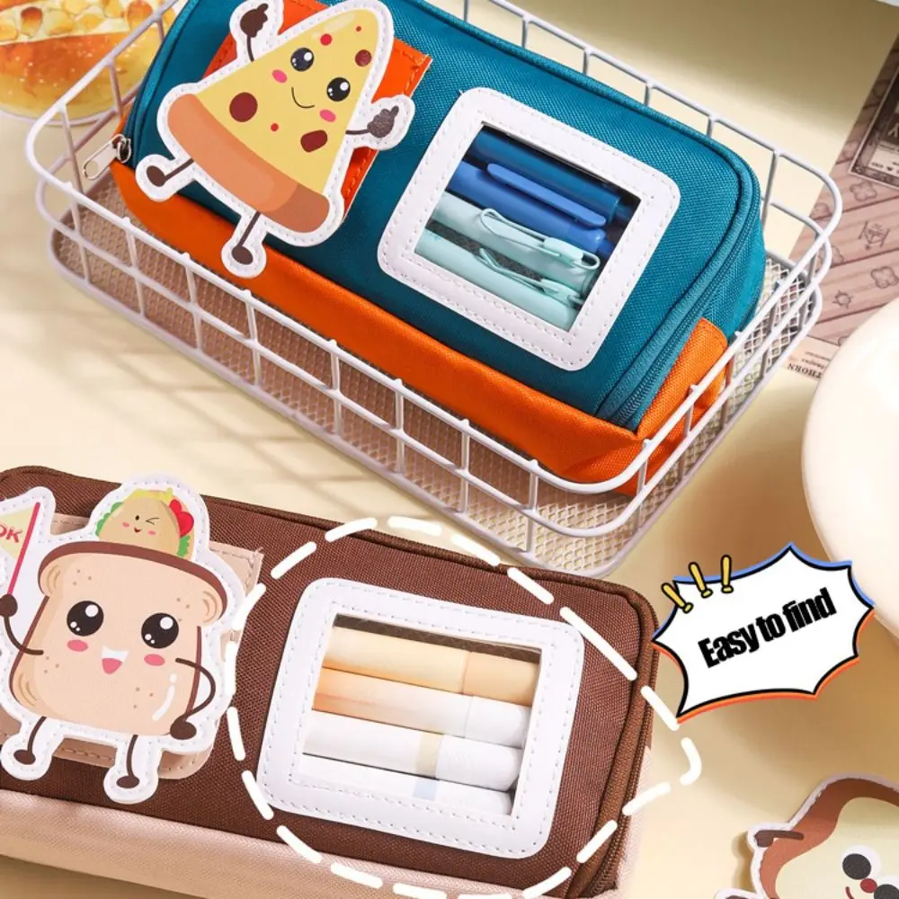 Dirty-proof Dopamine Pencil Bag Lightweight Large Capacity Stationery Storage Bag Cartoon Polyester Pen Organizer Pouch School