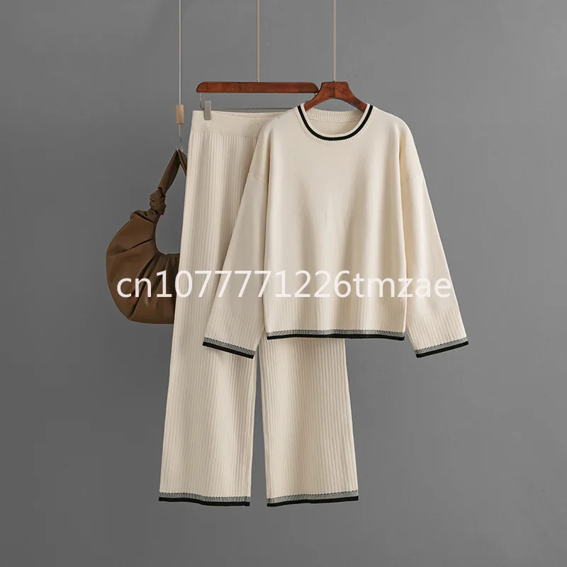 2024 Autumn and Winter New Long Sleeve Fashion Two Sets Knit Casual Suit Women's