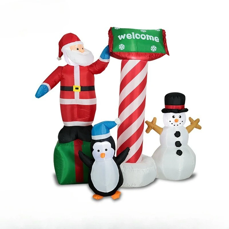 5フィートの空気注入式クリスマスデコレーション、サンタクロースとギフト、ペンギン、雪だるま、クリスマスライトディスプレイ、屋外ヤードデコレーション