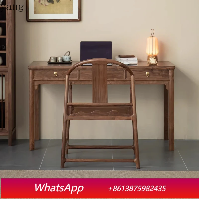

LMM new Chinese-style bedroom home study table Song-style Zen writing desk against the wall