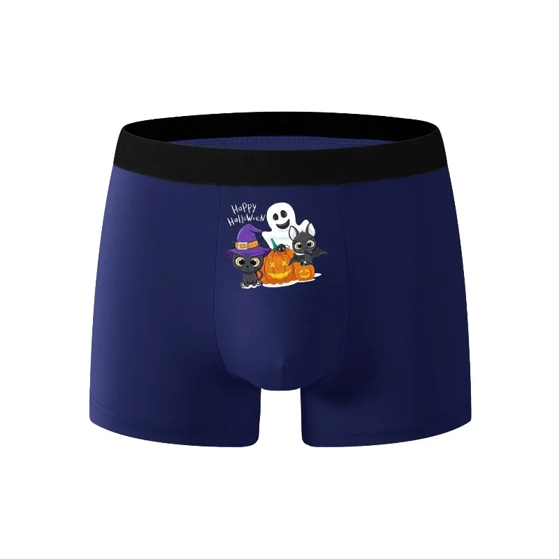 صيف 2025 جديد ملابس داخلية للرجال مريحة بسيطة هالوين اليقطين وجه مبتسم قريبة سراويل بوكسر الرجال يجب تجف بسرعة