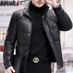 Genuine Leather Men's Real Sheepskin Coat Men Stand Collar 90% White Duck Down Jacket Man Thick Winter Jackets 2022 New Casacos