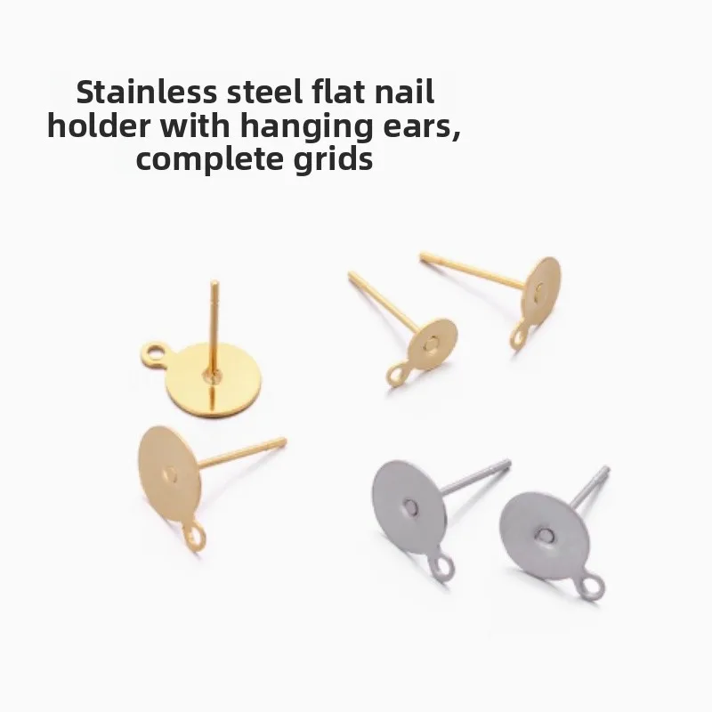 

20-50PCS 5 8 10 12mm Stainless Steel Earrings Clip Flat Pad Blank Earring Pin Stud Blank Pins Jewellery Findings