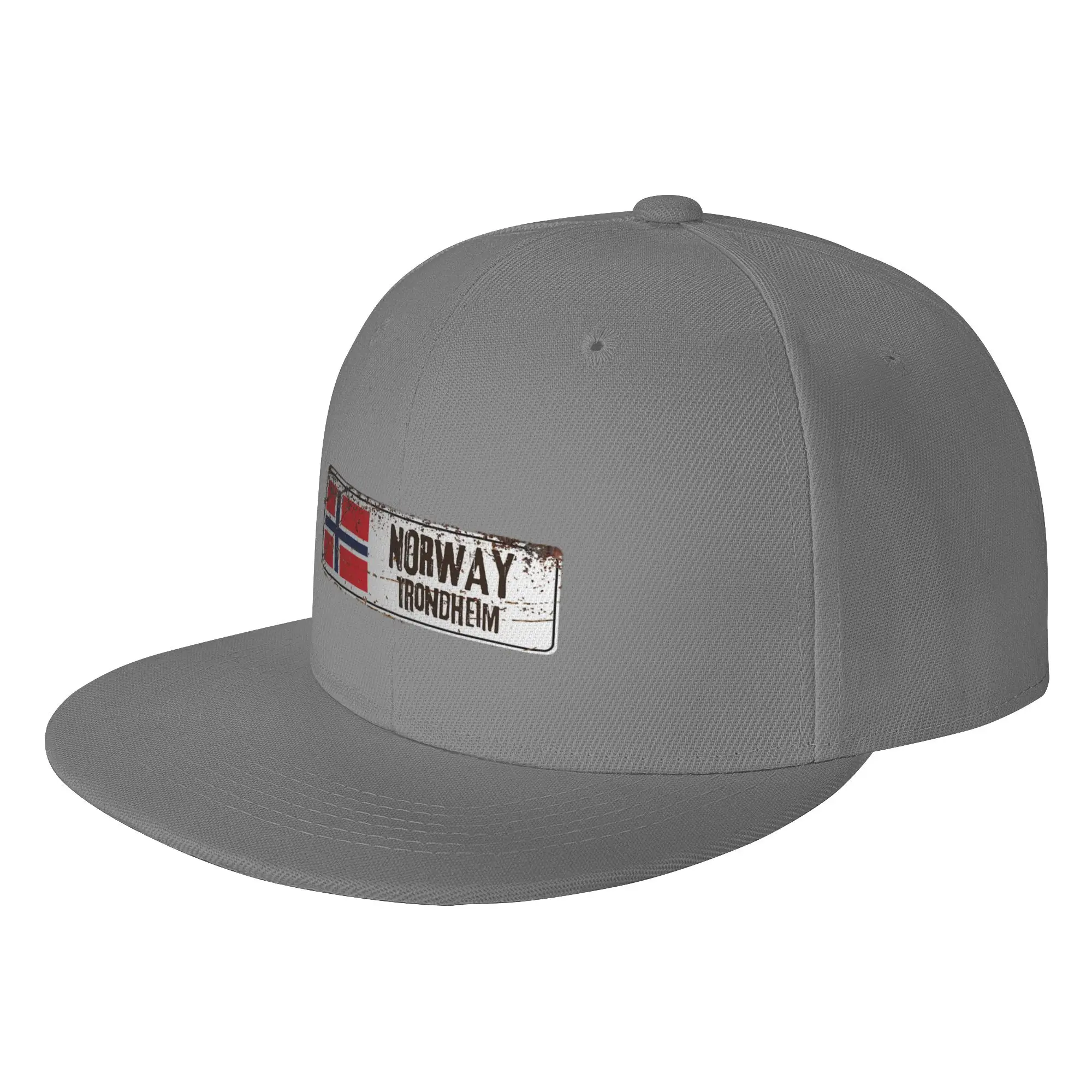 Fashion Trondheim Norway Flag   Historic City Flat Brim Sun Hat  Sweet Cool Style Cap Male