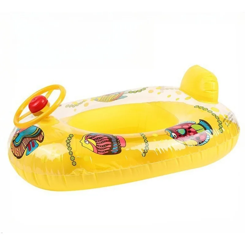 Brinquedos aquáticos para bebês, anel de natação com animais de desenho animado, piscina ao ar livre, assento inflável, barco flutuante, acessórios para jogos aquáticos para crianças